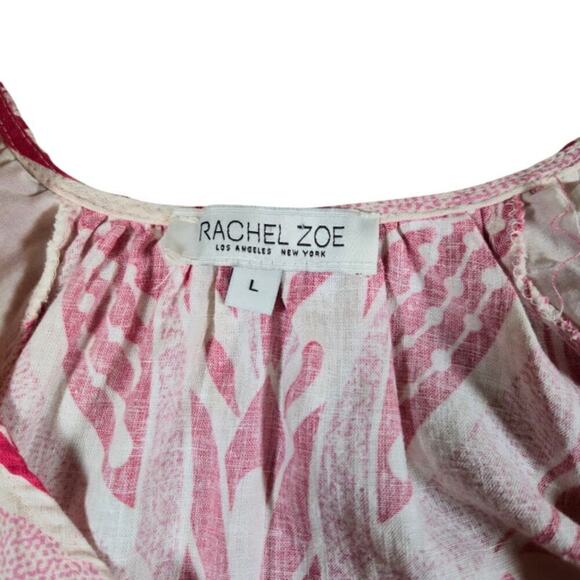 Rachel Zoe Womens Linen Blend Top Size Large Pink Preppy Resort Coquette - Picture 3 of 7